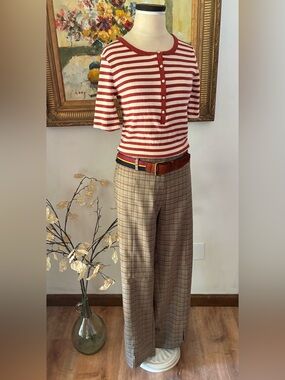 Aureum Margaret Plaid Trouser Fall Pants Size Medium